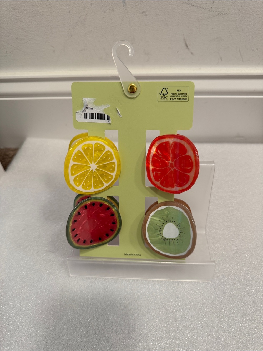 Piper K fruit slice hair clips set of 4 kiwi lemon watermelon NWT - Picture 2 of 2